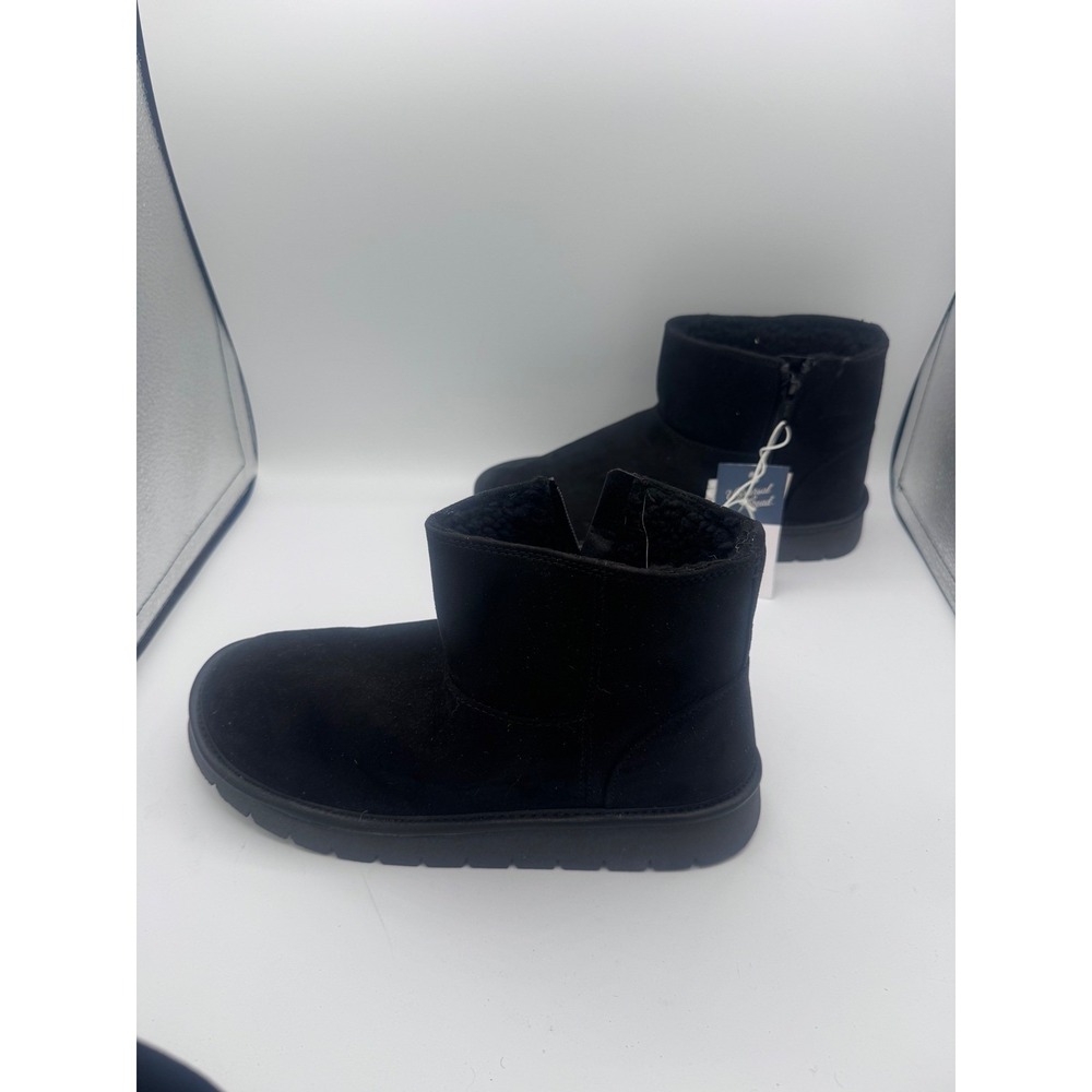 Universal Thread Ankle Boots Faux Fur Lined Zipper Women Size 7 Black Winter - Picture 3 of 6
